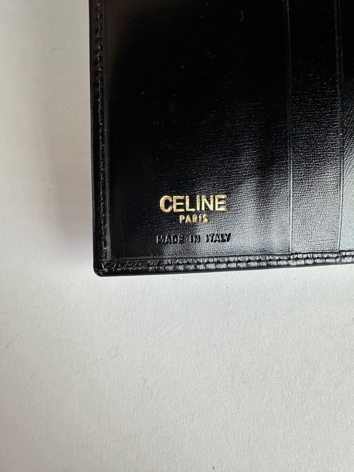 Vintage Celine Paris Patent Leather Wallet Black