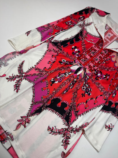 Vintage Emilio Pucci Abstract Dress / Top Red White XS