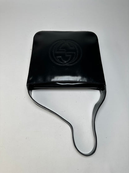 Vintage Gucci Patent Leather Tote Black Silver