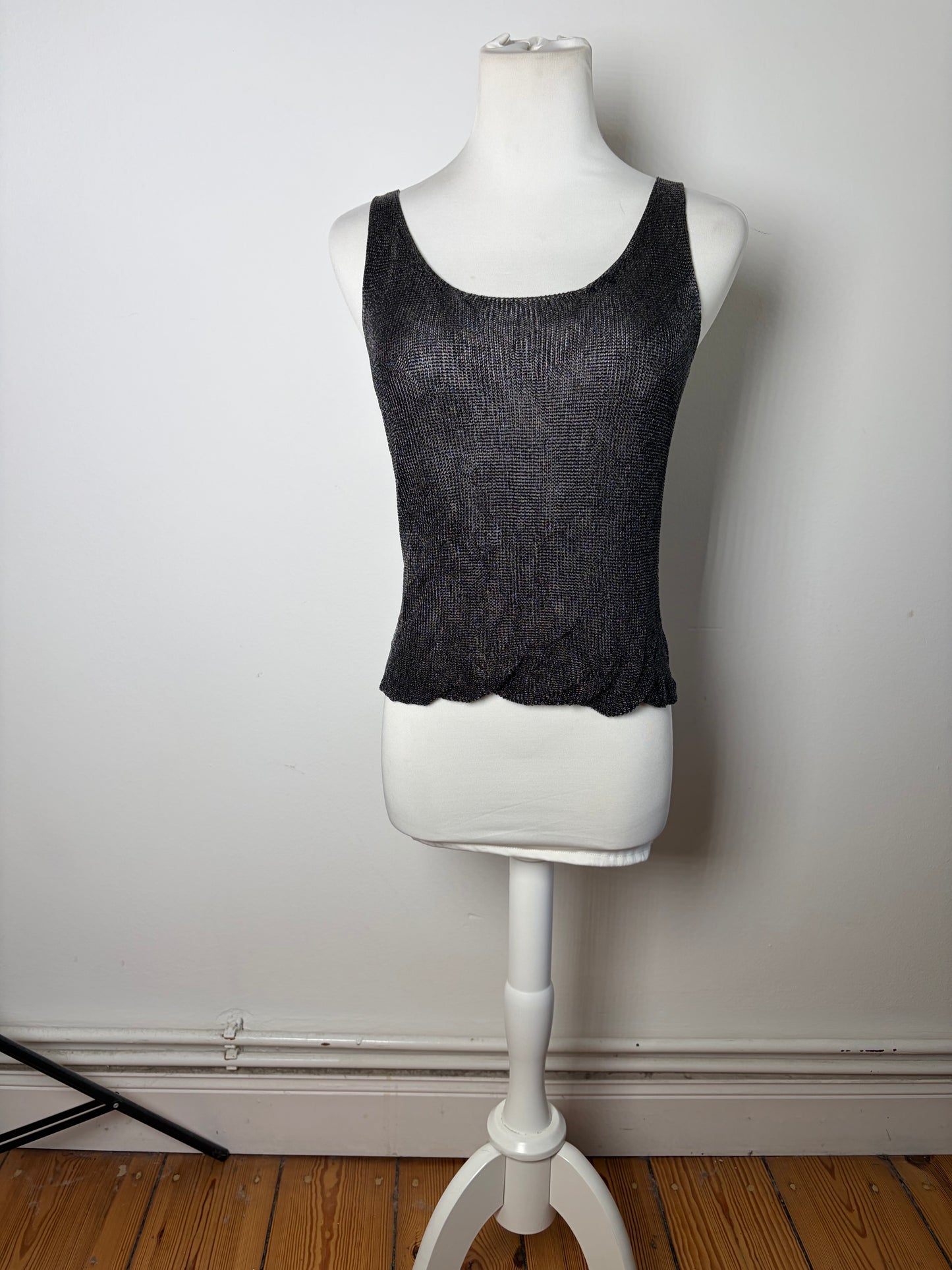 Vintage Issey Miyake Sleeveless Top Black Silver S