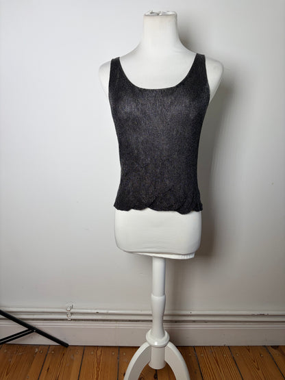 Vintage Issey Miyake Sleeveless Top Black Silver S