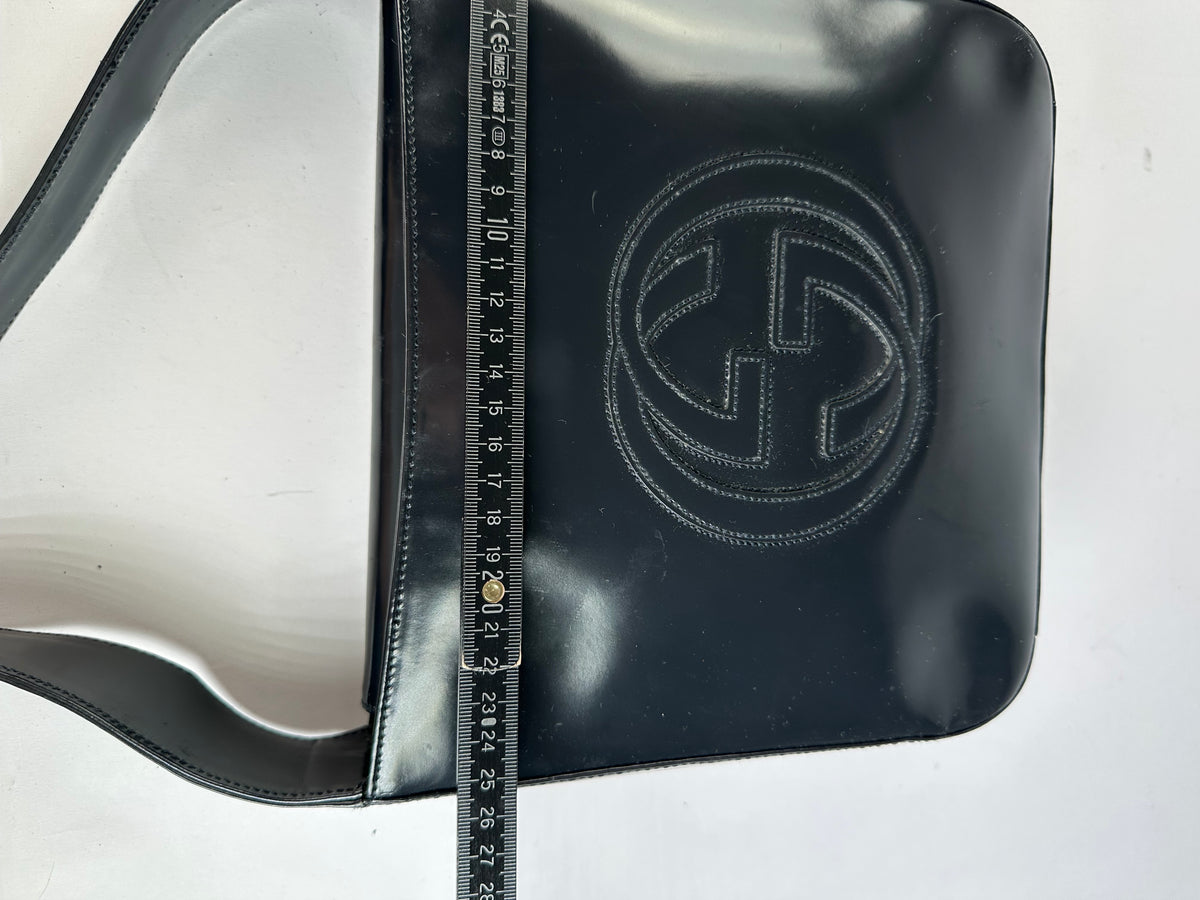 Vintage Gucci Patent Leather Tote Black Silver