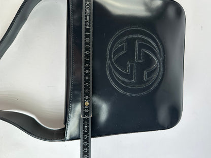 Vintage Gucci Patent Leather Tote Black Silver