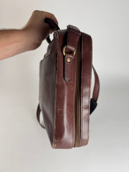 Vintage Celine Paris 2Way Leather Travel Bag Brown