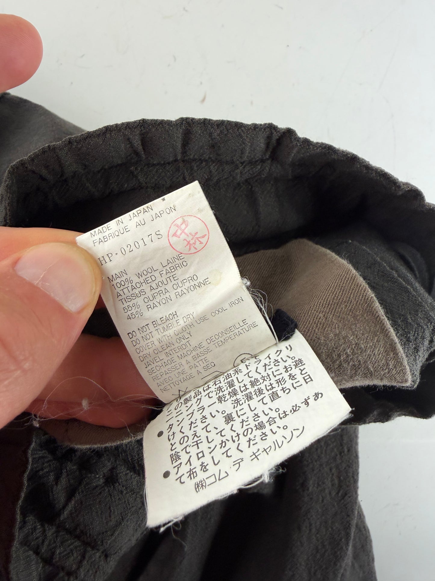 Vintage Comme Des Garcons Men's Cotton Trousers Dark Grey S