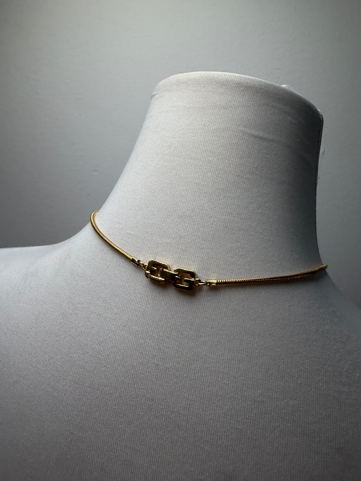 Vintage Givenchy Resin Pendant Necklace Late 1970s Coral Grey Gold