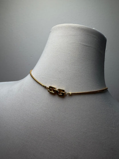 Vintage Givenchy Resin Pendant Necklace Late 1970s Coral Grey Gold