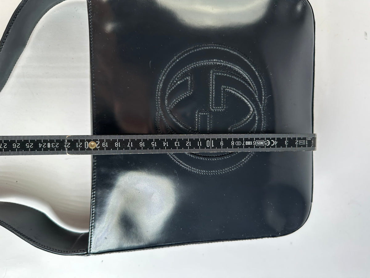 Vintage Gucci Patent Leather Tote Black Silver