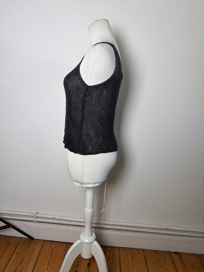 Vintage Issey Miyake Sleeveless Top Black Silver S