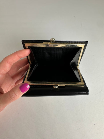 Vintage Celine Paris Patent Leather Wallet Black