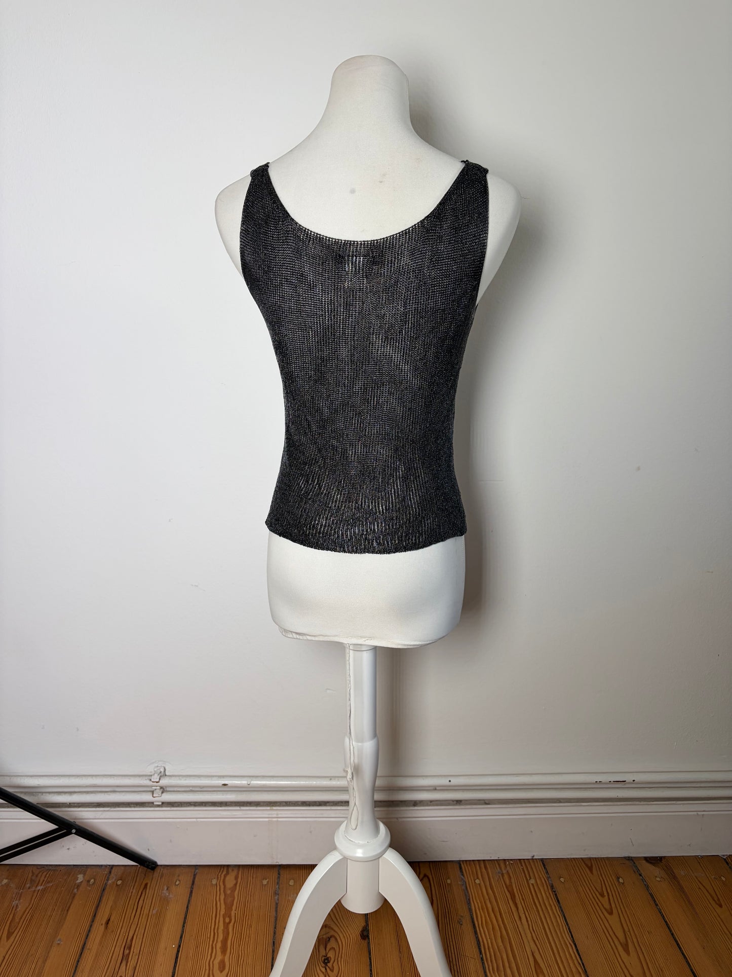 Vintage Issey Miyake Sleeveless Top Black Silver S