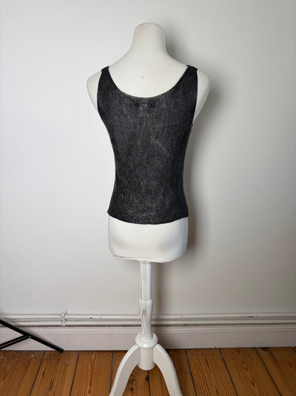 Vintage Issey Miyake Sleeveless Top Black Silver S