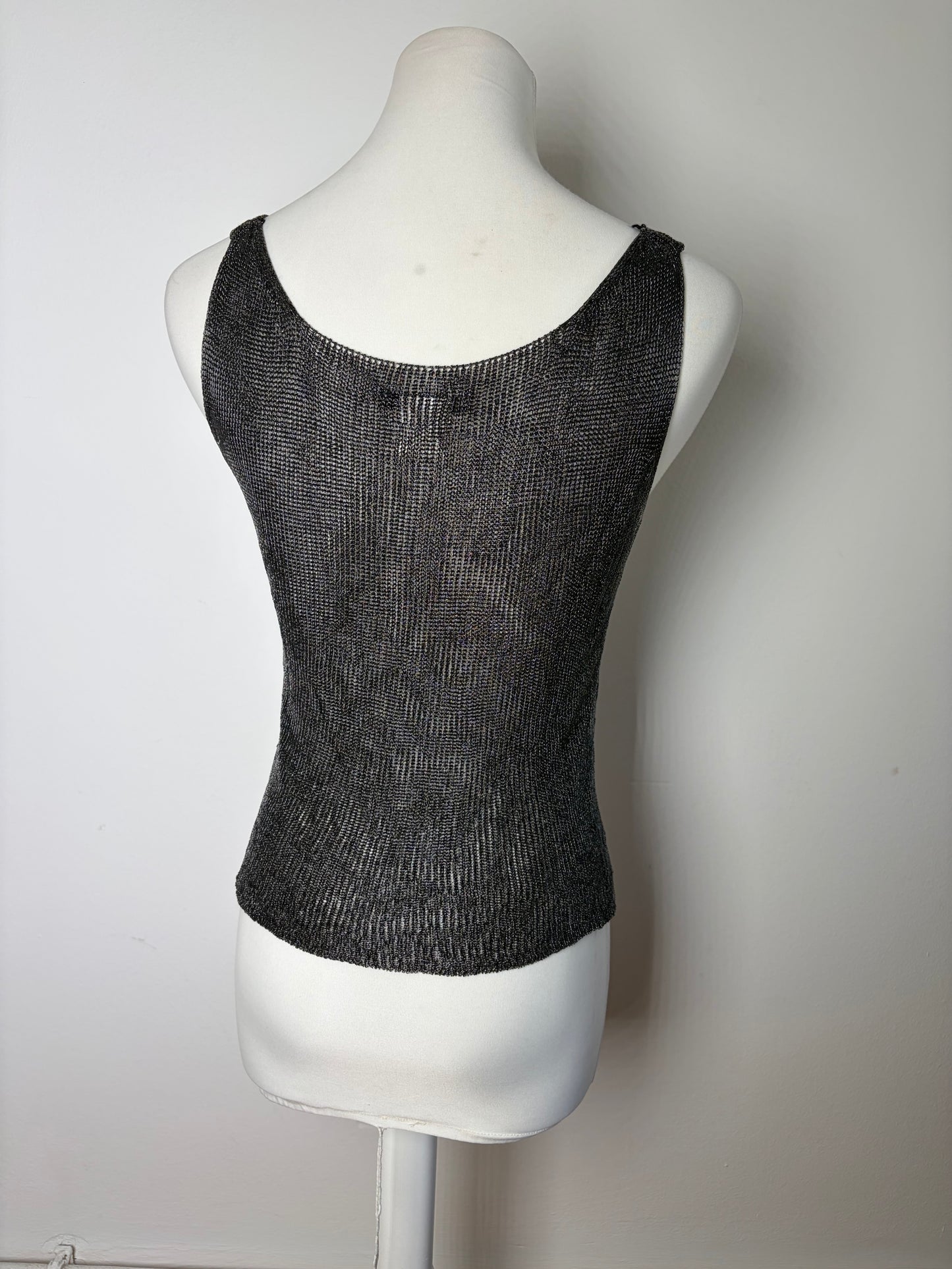 Vintage Issey Miyake Sleeveless Top Black Silver S