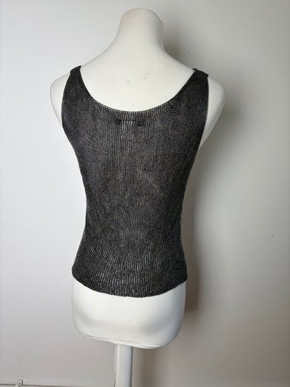 Vintage Issey Miyake Sleeveless Top Black Silver S