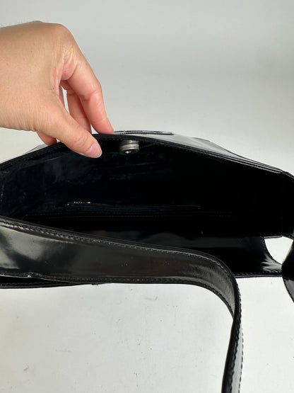 Vintage Gucci Patent Leather Tote Black Silver