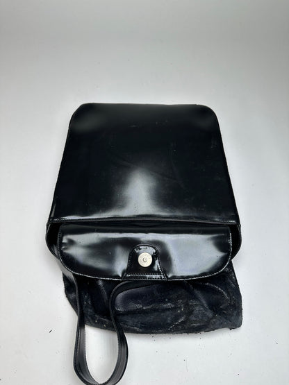 Vintage Gucci Patent Leather Tote Black Silver
