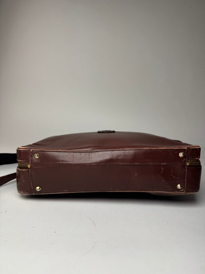Vintage Celine Paris 2Way Leather Travel Bag Brown
