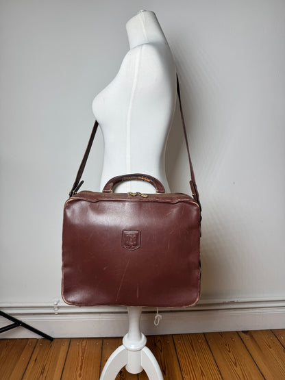 Vintage Celine Paris 2Way Leather Travel Bag Brown