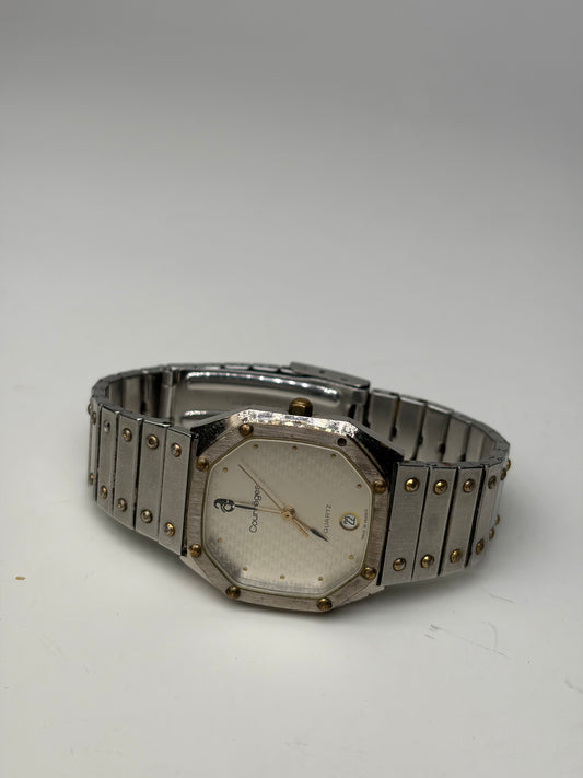 Vintage Courreges Stainless Steel Bracelet Watch Silver Gold