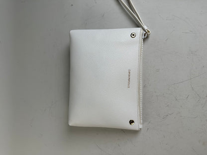 Vintage Emporio Armani Textured Leather Tote White Gold
