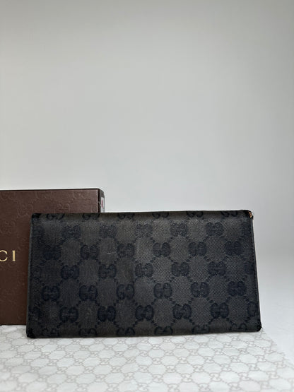 Vintage Gucci Leather Clutch Wallet Black