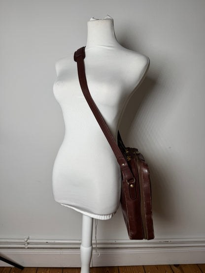 Vintage Celine Paris 2Way Leather Travel Bag Brown