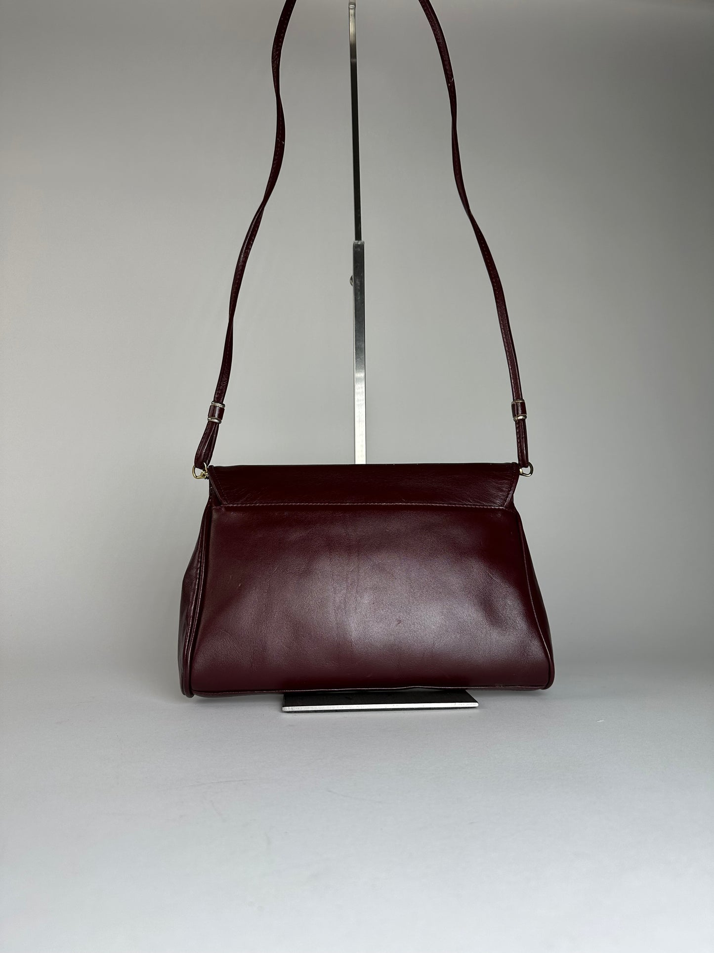 Vintage Cartier Leather Shoulder Bag Burgundy