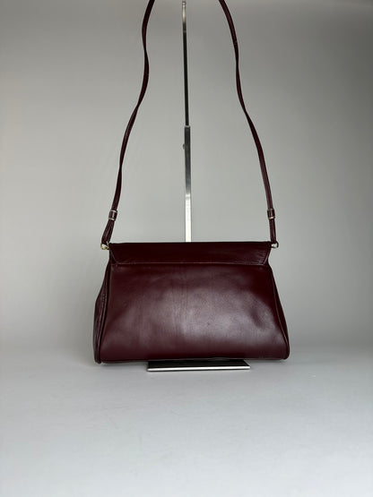 Vintage Cartier Leather Shoulder Bag Burgundy