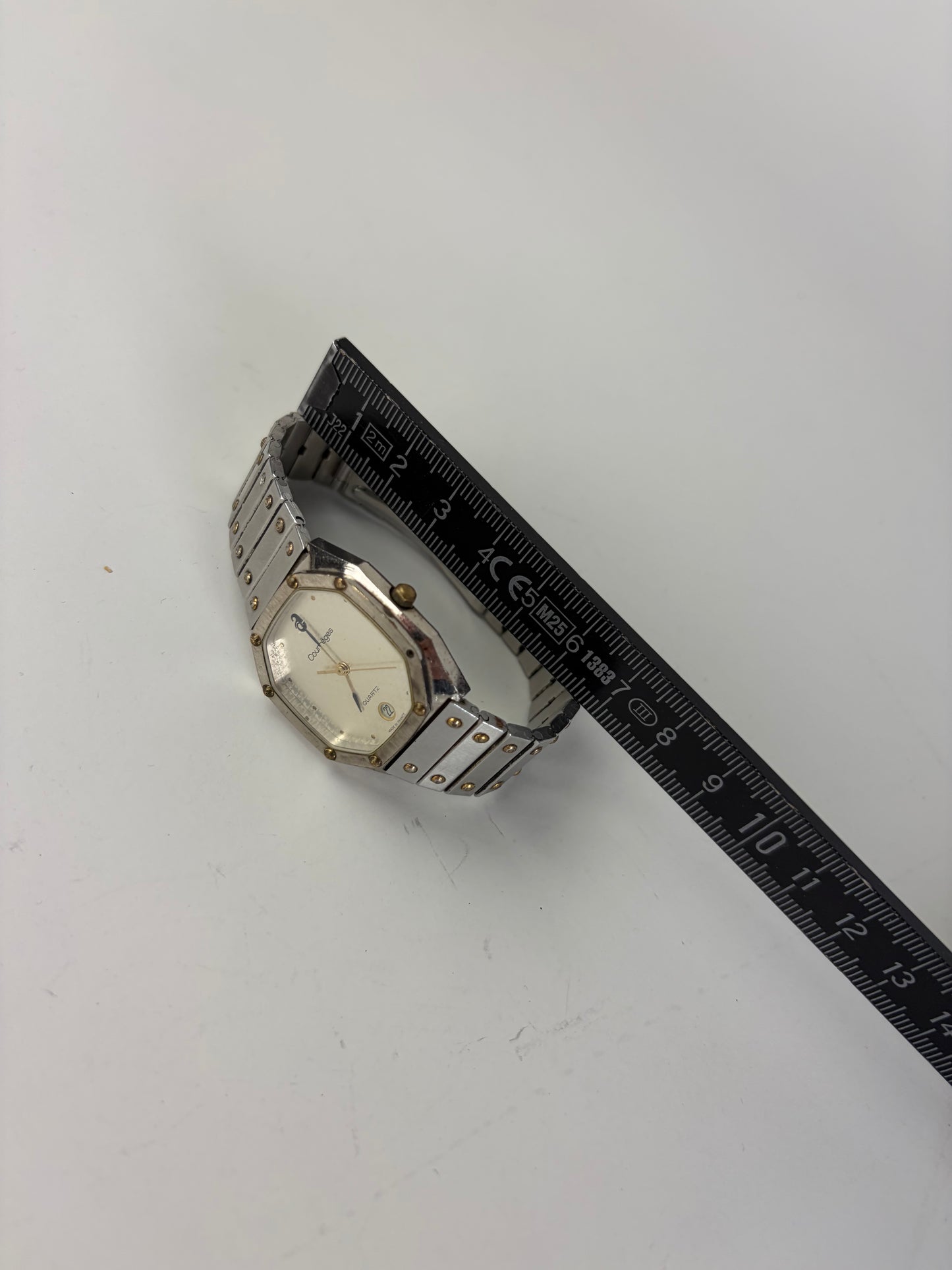 Vintage Courreges Stainless Steel Bracelet Watch Silver Gold
