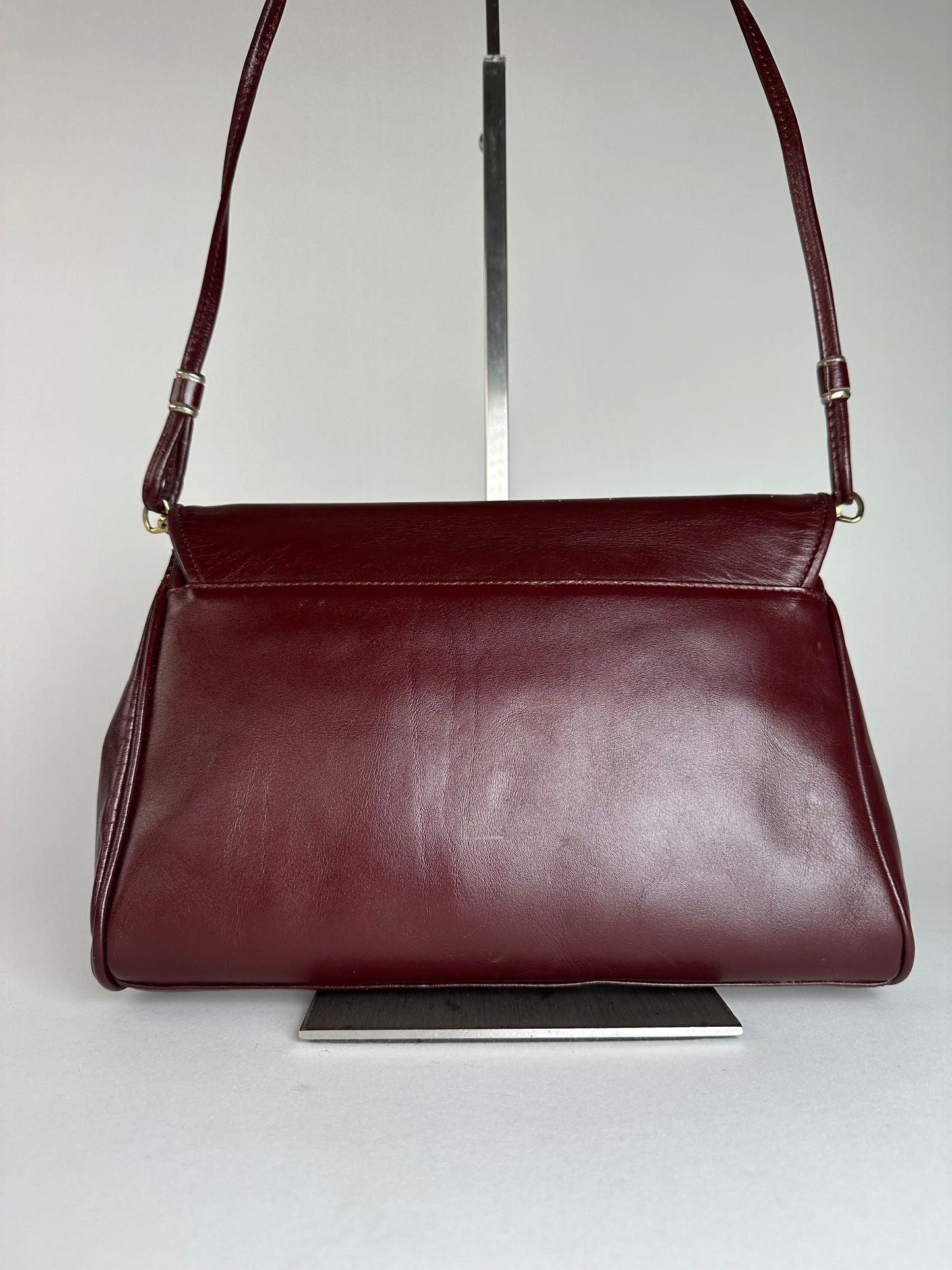 Vintage Cartier Leather Shoulder Bag Burgundy