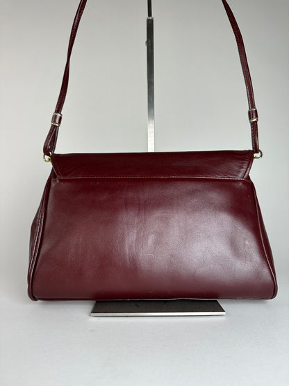 Vintage Cartier Leather Shoulder Bag Burgundy