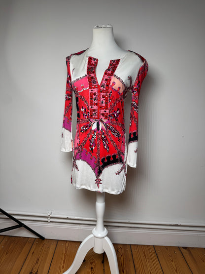 Vintage Emilio Pucci Abstract Dress / Top Red White XS