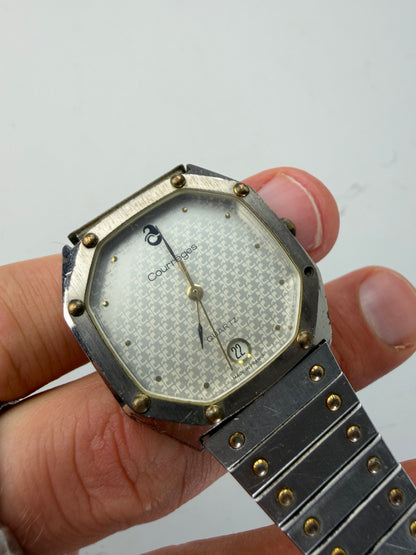 Vintage Courreges Stainless Steel Bracelet Watch Silver Gold