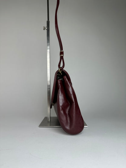 Vintage Cartier Leather Shoulder Bag Burgundy
