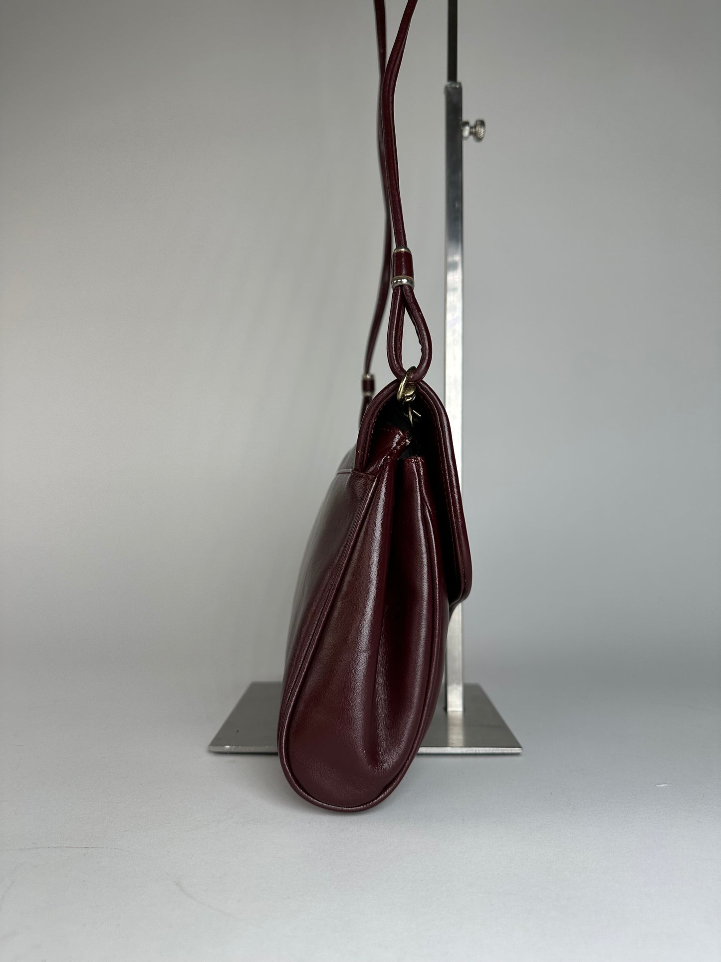 Vintage Cartier Leather Shoulder Bag Burgundy
