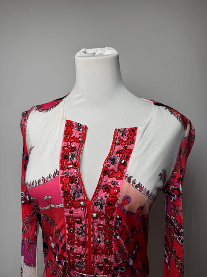 Vintage Emilio Pucci Abstract Dress / Top Red White XS