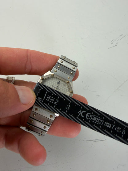 Vintage Courreges Stainless Steel Bracelet Watch Silver Gold
