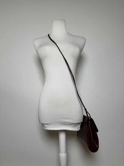 Vintage Cartier Leather Shoulder Bag Burgundy