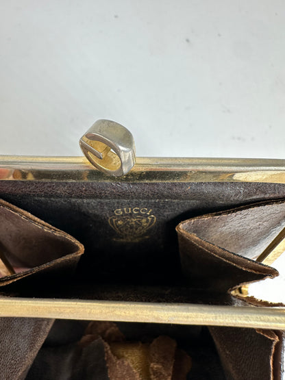 Vintage Gucci GG Plus Canvas Coin Purse c. Late 1970s Beige Brown