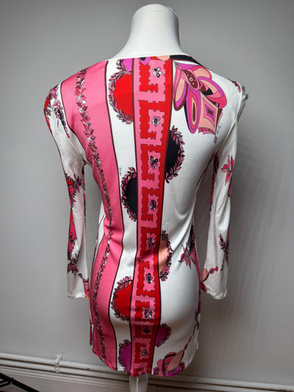 Vintage Emilio Pucci Abstract Dress / Top Red White XS