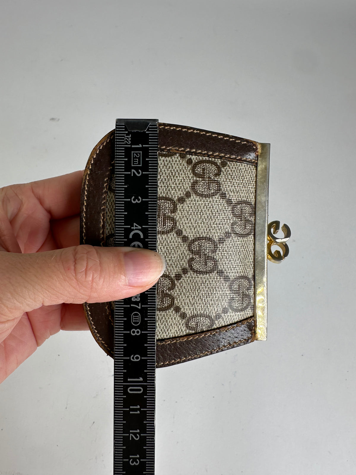 Vintage Gucci GG Plus Canvas Coin Purse c. Late 1970s Beige Brown