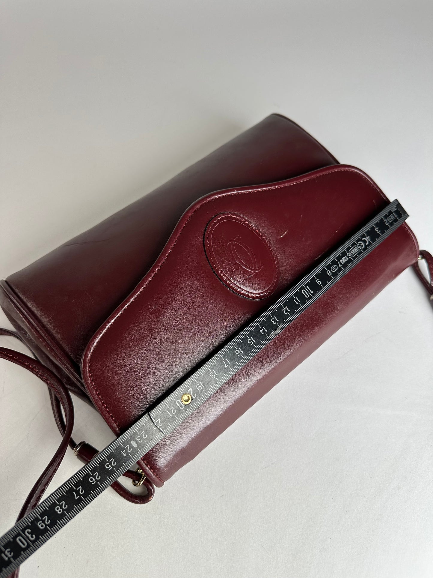 Vintage Cartier Leather Shoulder Bag Burgundy