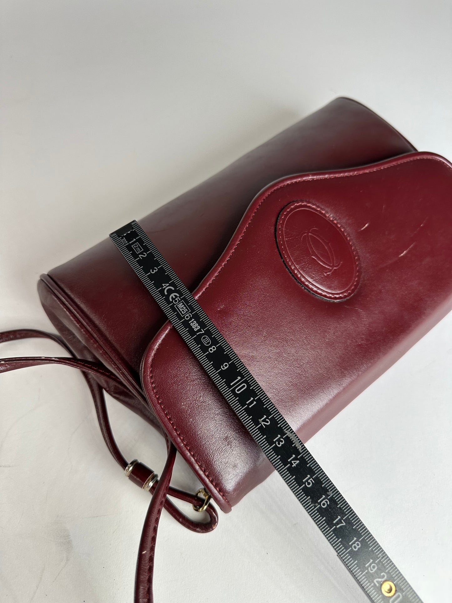 Vintage Cartier Leather Shoulder Bag Burgundy