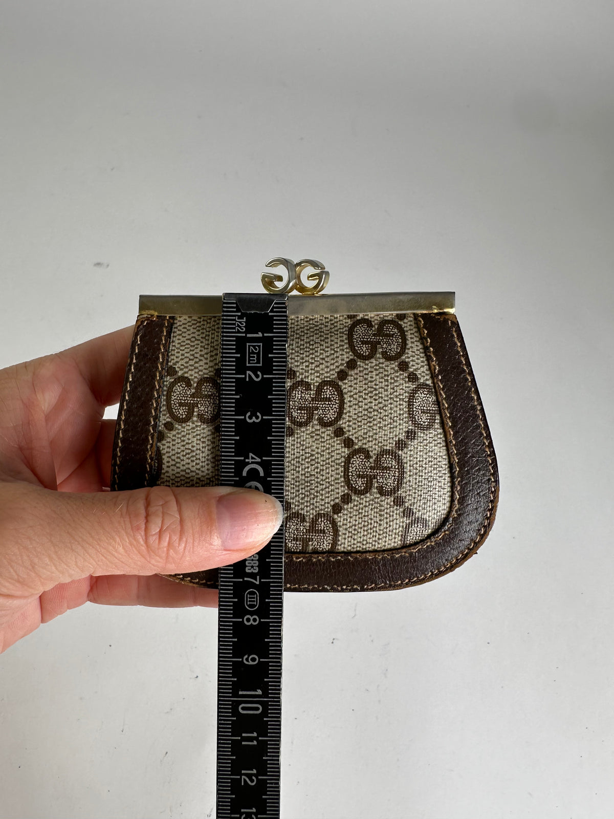 Vintage Gucci GG Plus Canvas Coin Purse c. Late 1970s Beige Brown