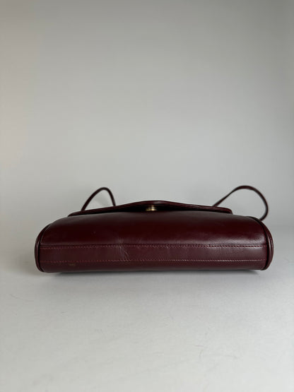 Vintage Cartier Leather Shoulder Bag Burgundy