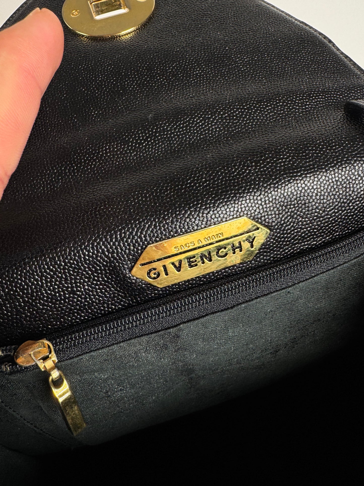 Vintage Givenchy Snake Emblossed Leather Handbag Black