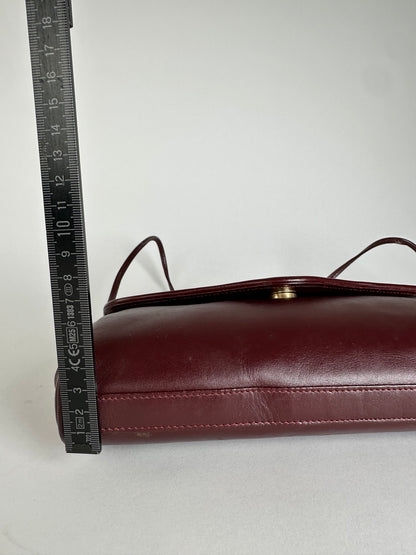 Vintage Cartier Leather Shoulder Bag Burgundy