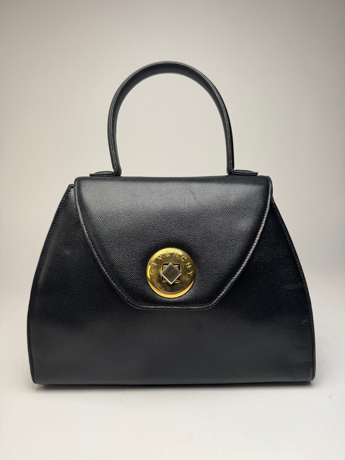 Vintage Givenchy Snake Emblossed Leather Handbag Black