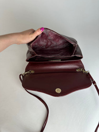 Vintage Cartier Leather Shoulder Bag Burgundy