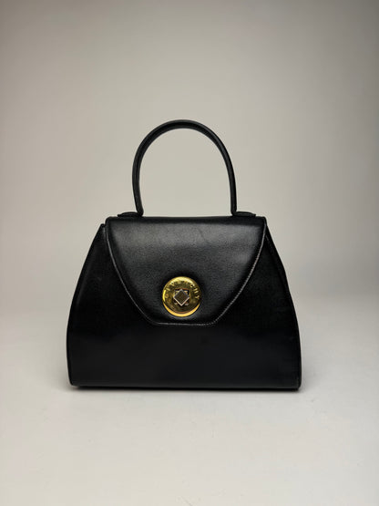 Vintage Givenchy Snake Emblossed Leather Handbag Black